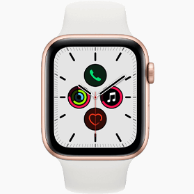Apple Watch SE 2020 reconditionnée 44 mm aluminium or Wi‑Fi avec bracelet sport blanc