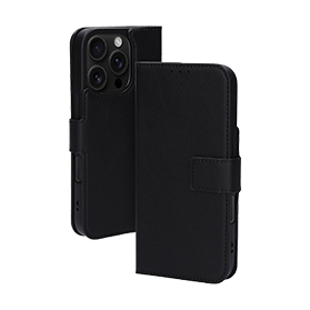 Zwarte bookcase voor iPhone 16 Pro