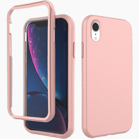 iPhone XR verre trempé & coque rose