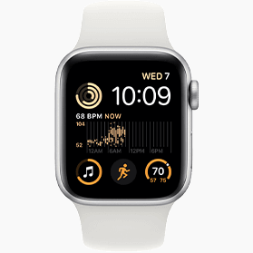 Apple Watch SE 2022 reconditionnée 40 mm aluminium argenté Wi‑Fi avec bracelet sport blanc