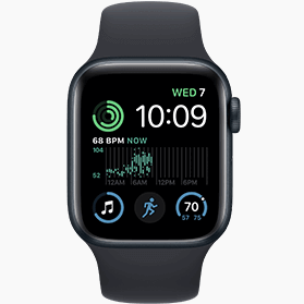 Apple Watch SE 2022 reconditionnée 40 mm en aluminium noir Wi‑Fi avec bracelet sport noir