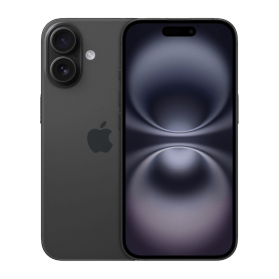 iPhone 16 Plus zwart, voor- en achterkant                            