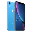 iPhone XR bleu, vue de biais des faces avant et arrière