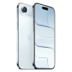 iPhone Air hemelsblauw, schuin aanzicht van voor- en achterkant                            