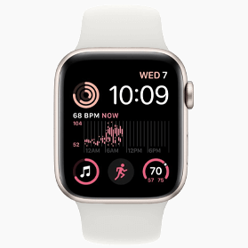 Apple Watch SE 2022 40mm aluminium sterrenlicht wifi met wit sportbandje