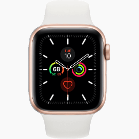 Apple Watch Series 5 44 mm aluminium or 4G reconditionné avec bracelet sport blanc
                            
                            