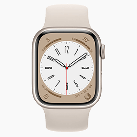 Refurbished Apple Watch Series 8 41mm aluminium sterrenlicht wifi met antique wit sportbandje                            