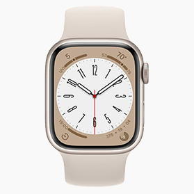 Refurbished Apple Watch Series 8 45mm aluminium sterrenlicht wifi met antique wit sportbandje                            
                            