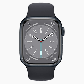 Refurbished Apple Watch Series 8 41mm aluminium zwart wifi met zwart sportbandje                            