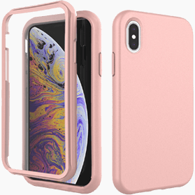 iPhone X/XS verre trempé & coque rose