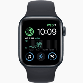 Apple Watch SE 2022 40 mm aluminium noir 4G avec bracelet sport noir             