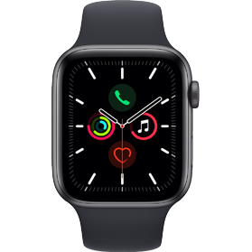 Apple Watch SE 2020 44 mm aluminium zwart wifi met zwart sportbandje