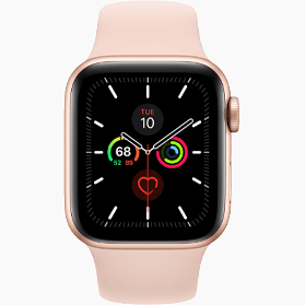 Apple Watch Series 5 44 mm aluminium or 4G reconditionné avec bracelet sport blanc antique