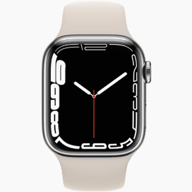 Refurbished Apple Watch Series 7 45mm aluminium zilver 4G met wit sportbandje                            
                            
