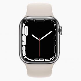 Refurbished Apple Watch Series 7 41mm aluminium zilver wifi met wit sportbandje