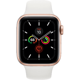 Apple Watch Series 5 44 mm aluminium or 4G reconditionné avec bracelet sport blanc