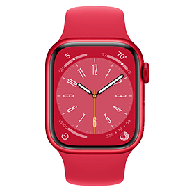 Apple Watch Series 8 45mm aluminium rood wifi met rood sportbandje