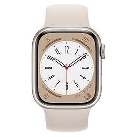 Apple Watch Series 8 45mm aluminium sterrenlicht wifi met wit sportbandje