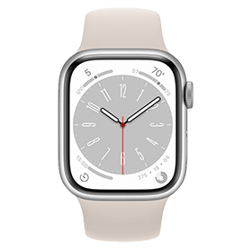 Apple Watch Series 8 45mm aluminium zilver wifi met wit sportbandje