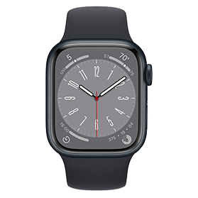 Apple Watch Series 8 45mm aluminium zwart 4G met zwart sportbandje