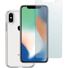 iPhone X-XS verre trempé + coque en plastique transparent 