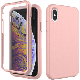 iPhone X/XS verre trempé & coque rose