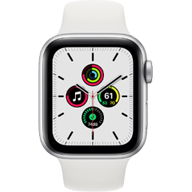 Apple Watch SE 2020 44 mm aluminium zilver wifi met wit sportbandje