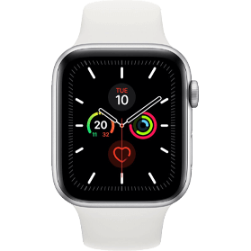 Apple Watch Series 5 44 mm aluminium argent 4G avec bracelet sport blanc