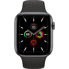 Apple Watch Series 5 44 mm aluminium zwart 4G met zwart sportbandje