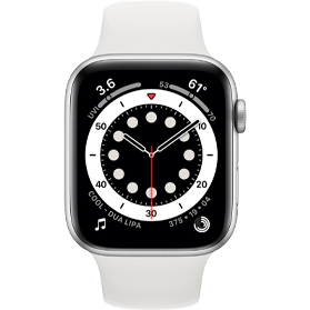 Apple Watch Series 6 40 mm aluminium zilver 4g met wit sportbandje