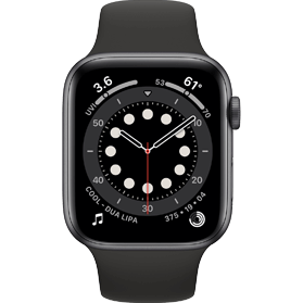 Apple Watch Series 6 44 mm aluminium zwart 4G met zwart sportbandje