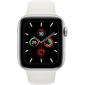 Apple Watch Series 5 44 mm aluminium zilver wifi met wit sportbandje