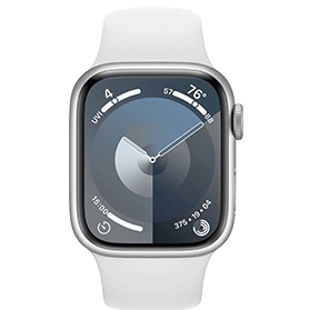 Apple Watch Series 9 41mm aluminium zilver wifi met wit sportbandje