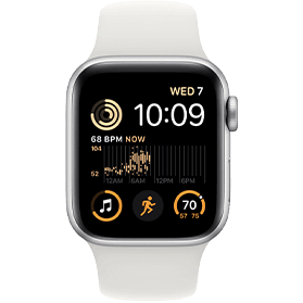 Apple Watch SE 2022 40 mm aluminium argent 4G avec bracelet sport blanc
