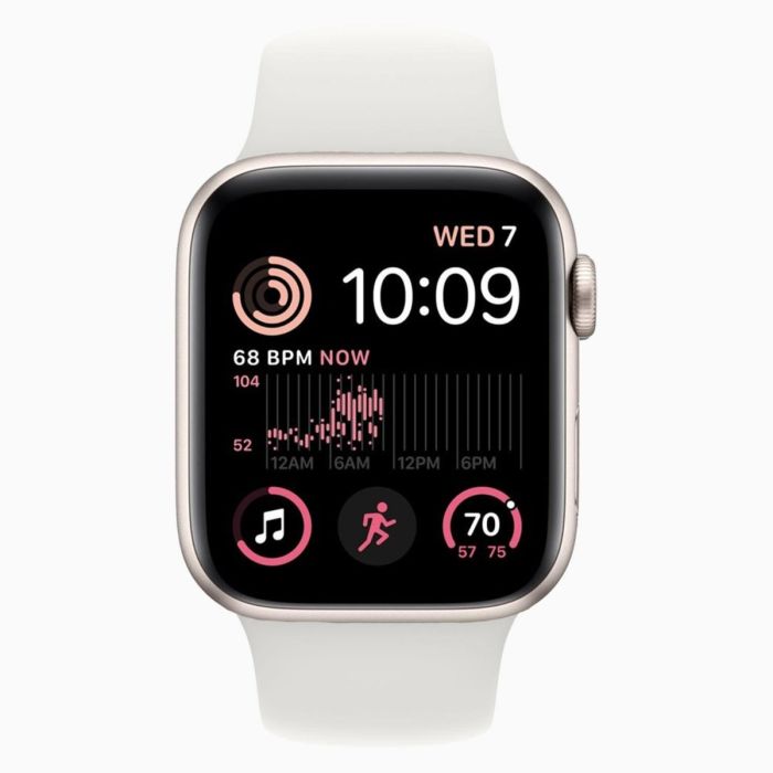 Apple Watch SE 2022 40mm aluminium sterrenlicht wifi met wit sportbandje