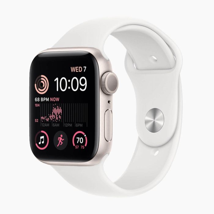 Apple Watch SE 2022 40mm aluminium sterrenlicht wifi met wit sportbandje