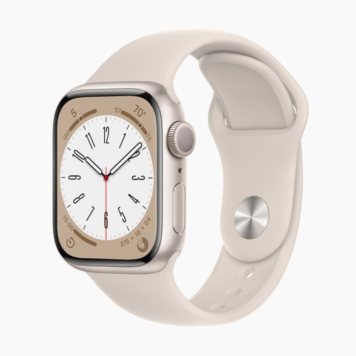 Apple Watch Series 8 reconditionnée 41 mm aluminium starlight Wi‑Fi avec bracelet sport blanc antique