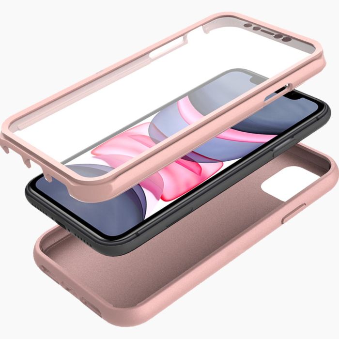 iPhone 11 Pro verre trempé & coque rose