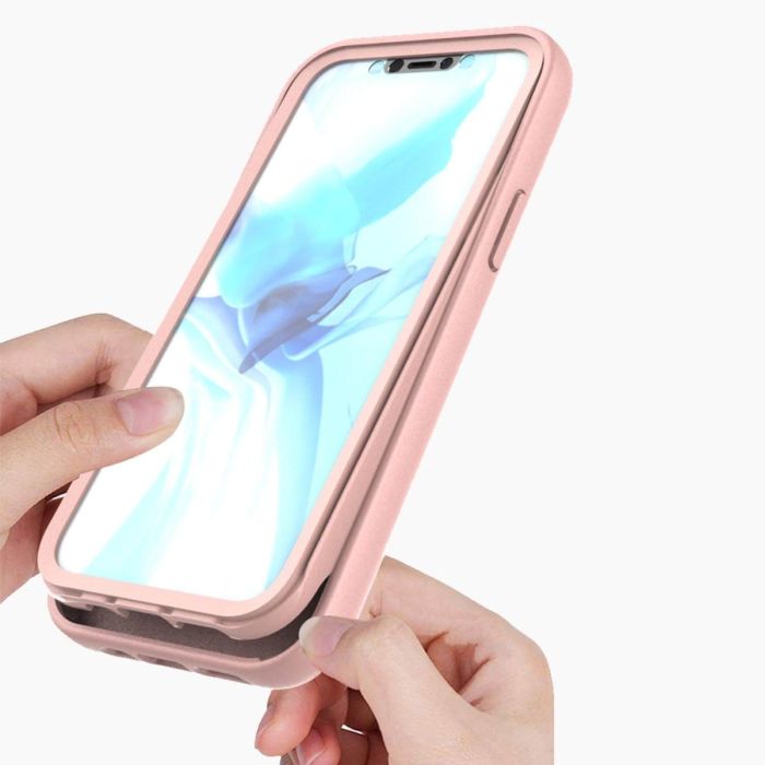 iPhone 12 Mini screenprotector & hoes roze