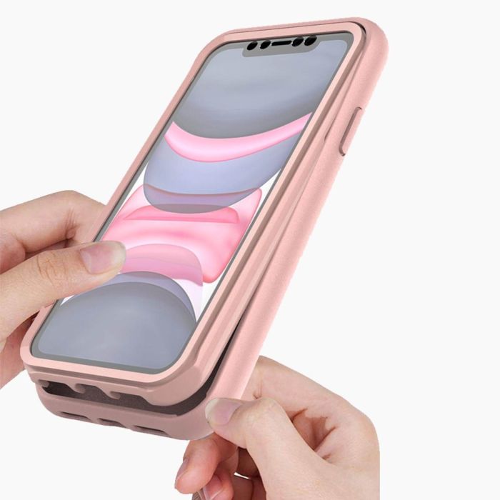 iPhone XR verre trempé & coque rose