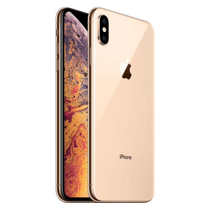 iPhone XS goud, schuin aanzicht van voor- en achterkant