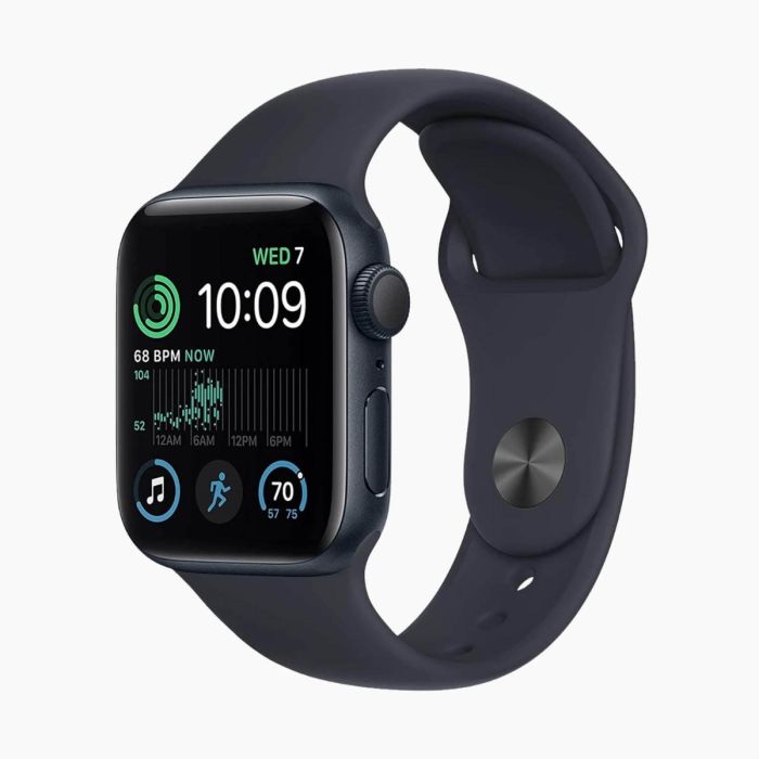 Refurbished Apple Watch SE 2022 40 mm aluminium zwart 4G met zwart sportbandje