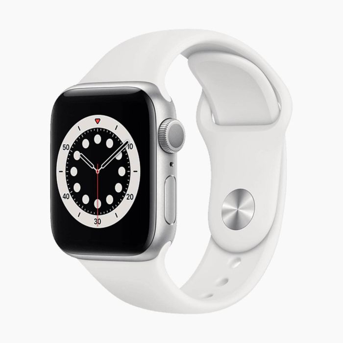 Apple Watch Series 6 reconditionnée 40 mm en aluminium argent Wi‑Fi avec bracelet sport blanc