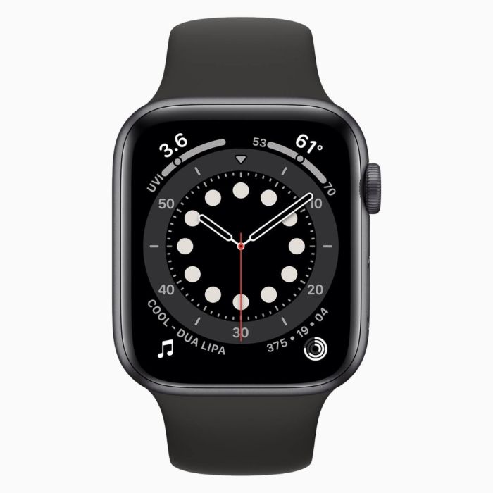 Refurbished Apple Watch Series 6 40 mm aluminium zwart wifi met zwart sportbandje