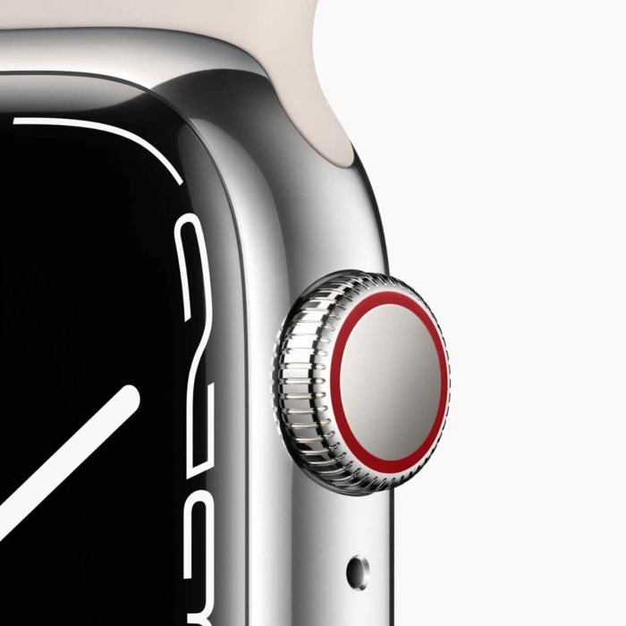 Apple Watch Series 7 reconditionnée 45 mm aluminium argenté Wi‑Fi avec bracelet sport blanc