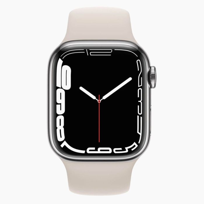 Apple Watch Series 7 reconditionnée 45 mm en aluminium argenté 4G avec bracelet sport blanc