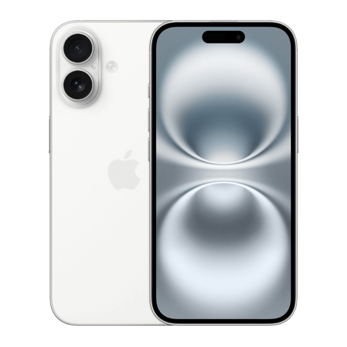 iPhone 16 wit, voor- en achterkant                            