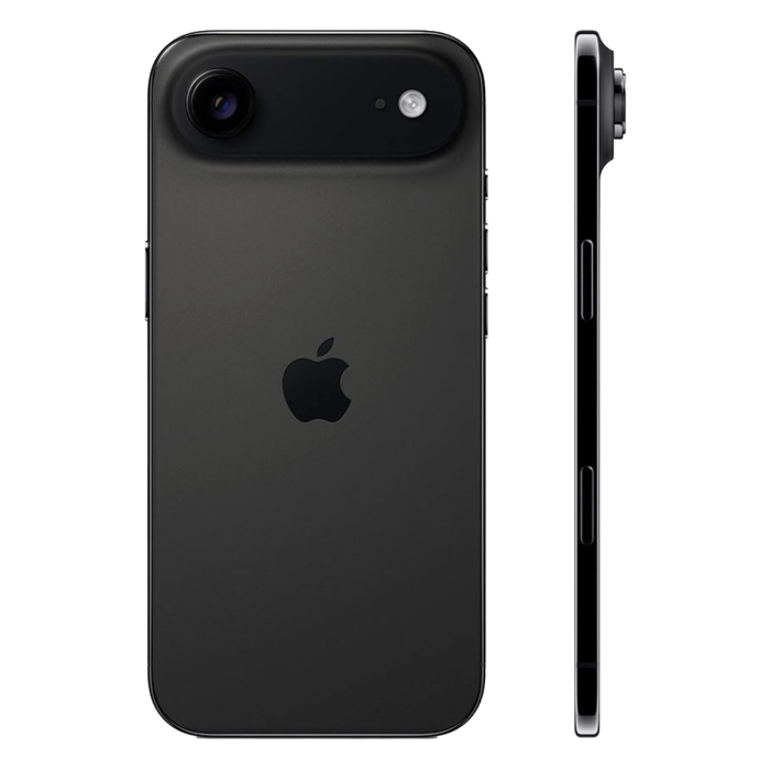 iPhone Air spacezwart, achterkant met camera en zijkant