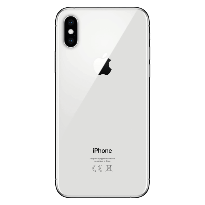 iPhone X zilver, achterkant met dubbele camera                            