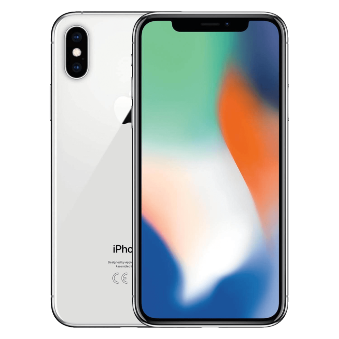 iPhone X zilver, voor- en achterkant                            